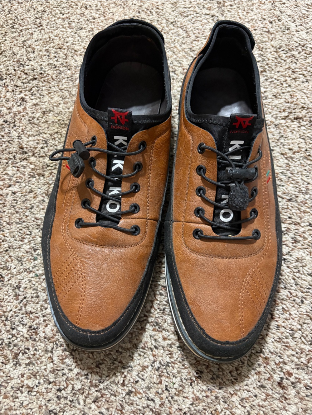 Kiko Men's Tan & Black Leather Slip-On Sneakers sz 13/14 see pictures